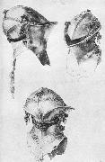 Albrecht Durer Side, Front, and Back View of a Helmet oil